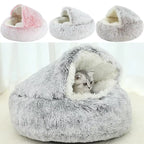 2-in-1 Round Cushion & Warm Pet House for Cats and Small Dogs
